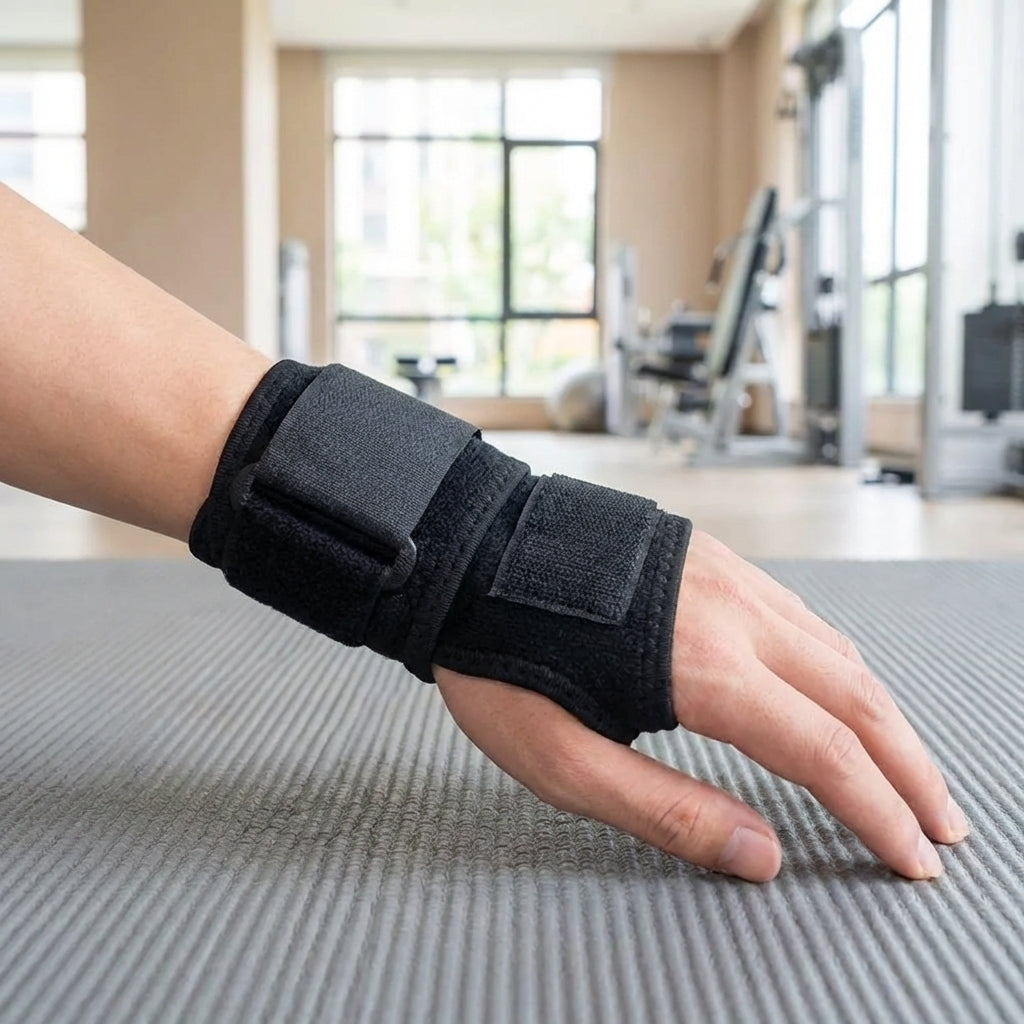Adjustable wrist support wrap with stabilising compression for both hands