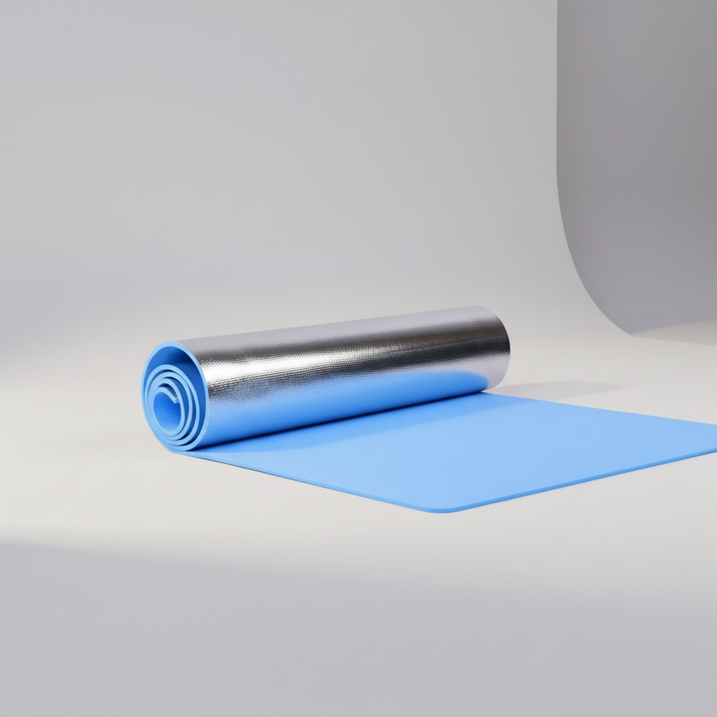 Thick cushioned yoga mat with non-slip surface and portable roll-up design