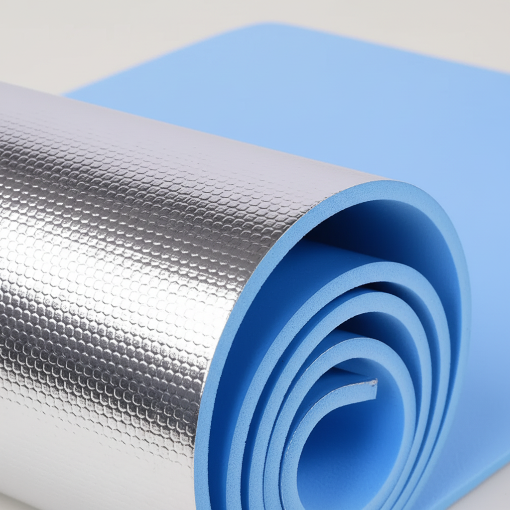Thick cushioned yoga mat with non-slip surface and portable roll-up design