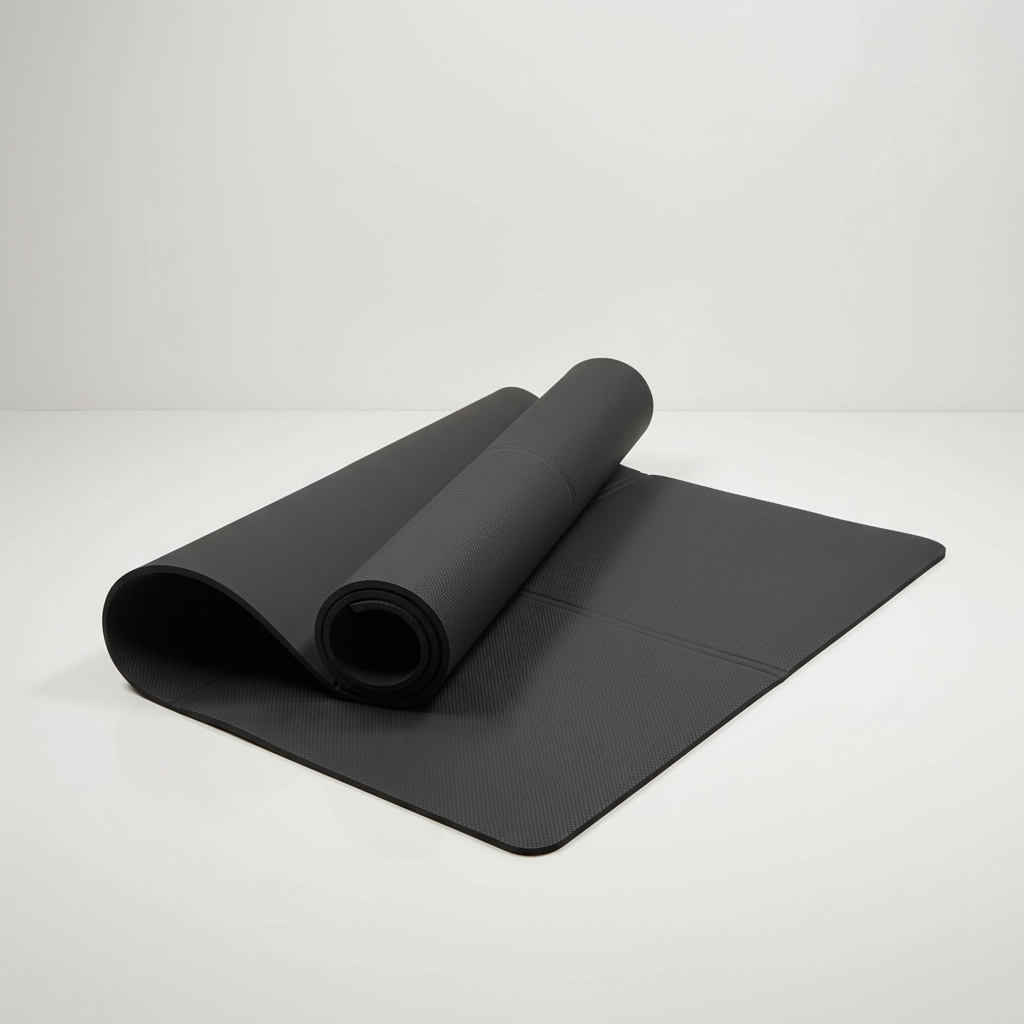 Foldable yoga mat with non-slip surface and cushioned support