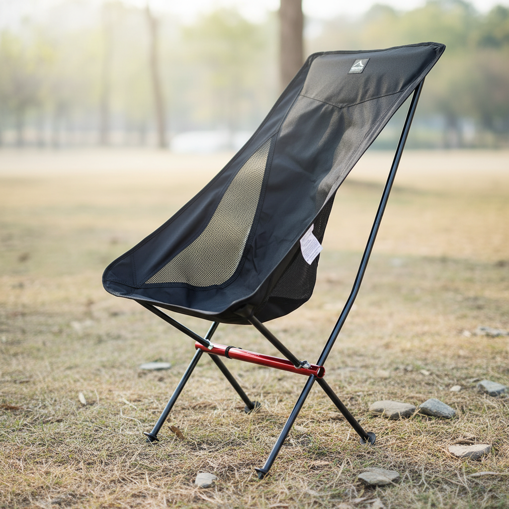 Lightweight folding chaise lounge with high back and breathable panels