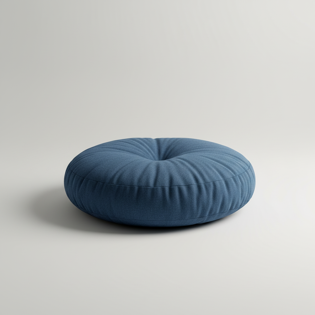 Round meditation floor cushion with handcrafted finish for comfortable seating