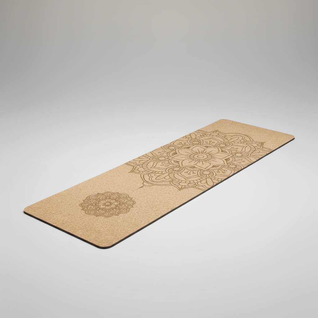 Printed non-slip yoga mat with textured surface and alignment guides