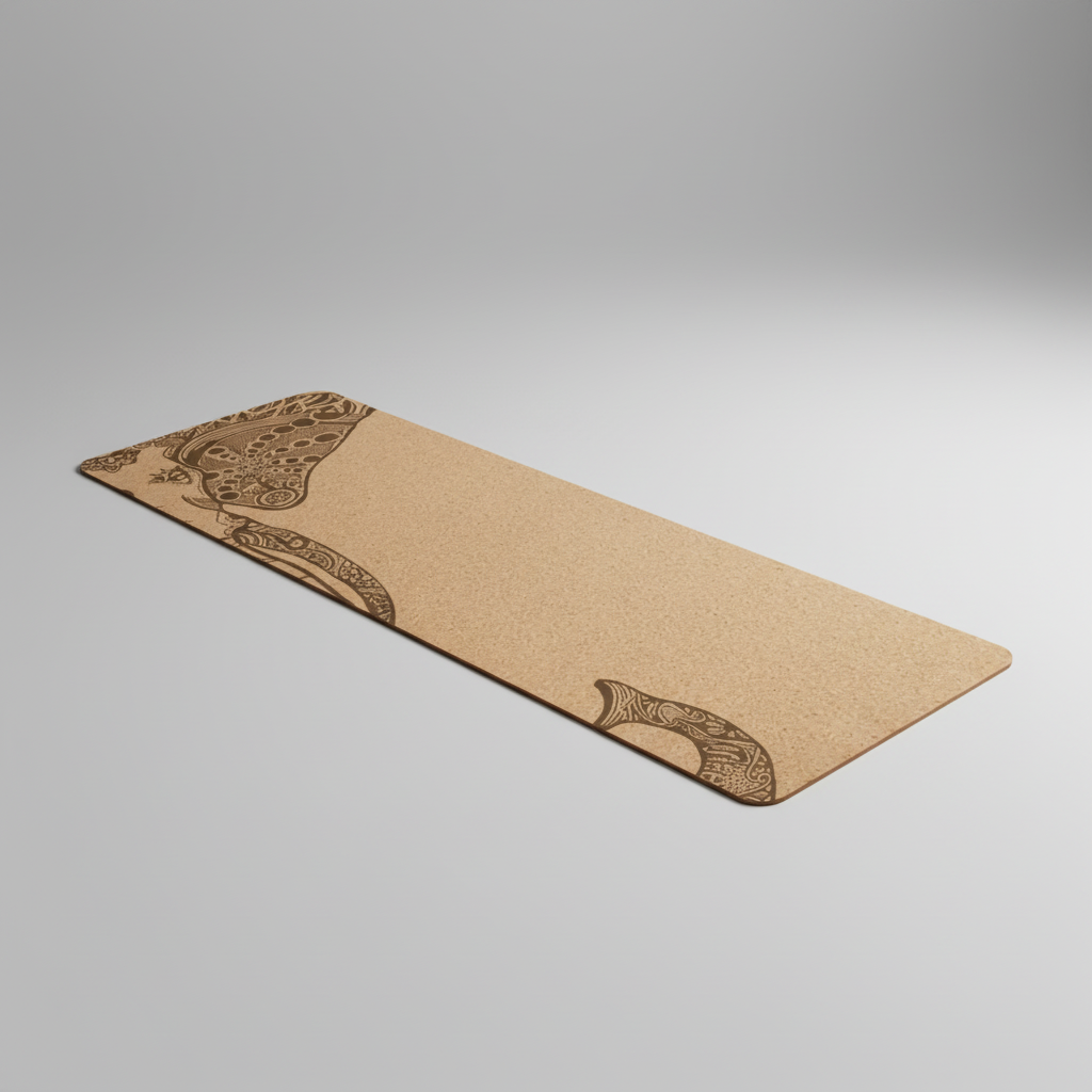 Printed non-slip yoga mat with textured surface and alignment guides