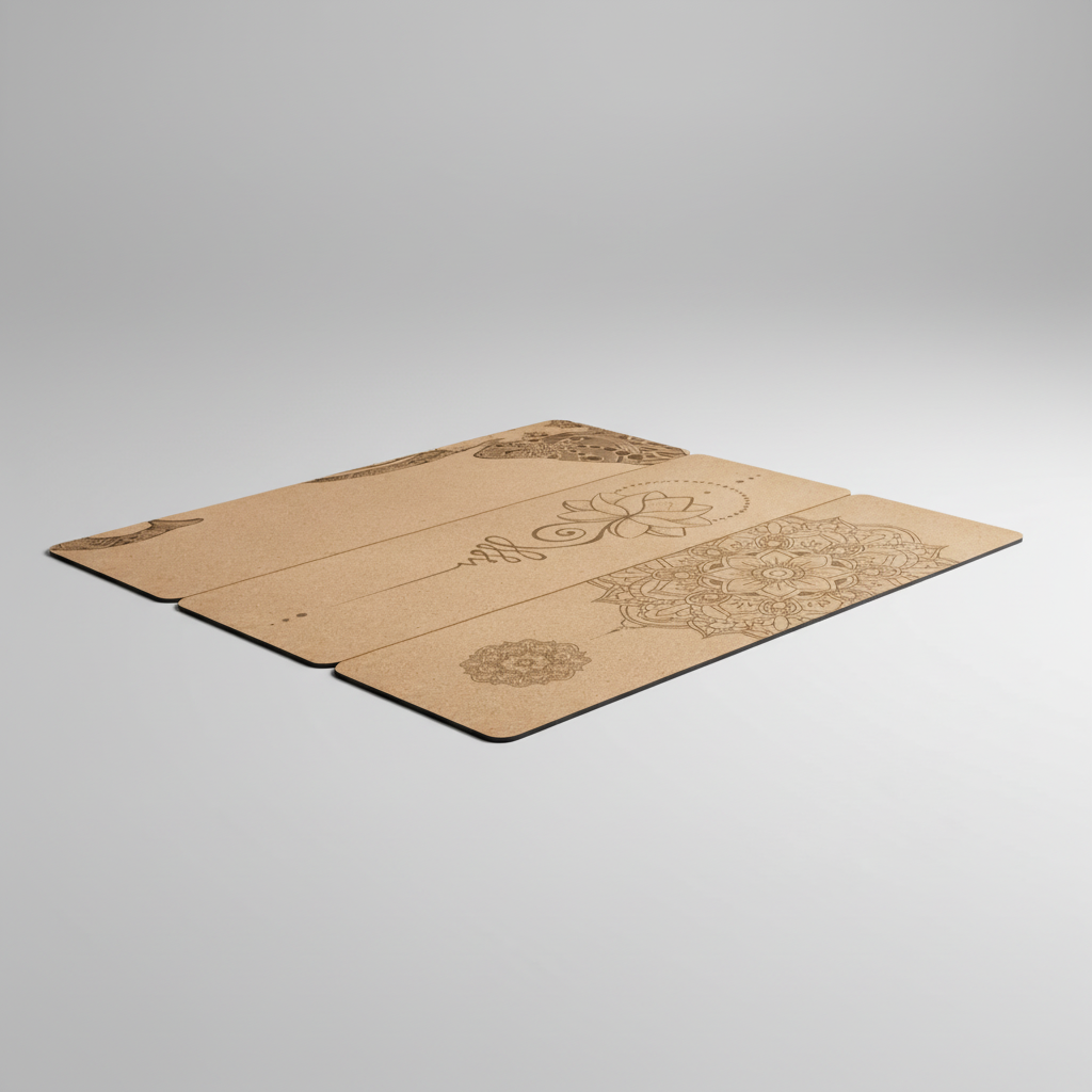 Printed non-slip yoga mat with textured surface and alignment guides