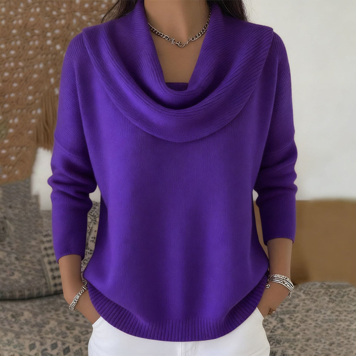 Draped Collar Sweater