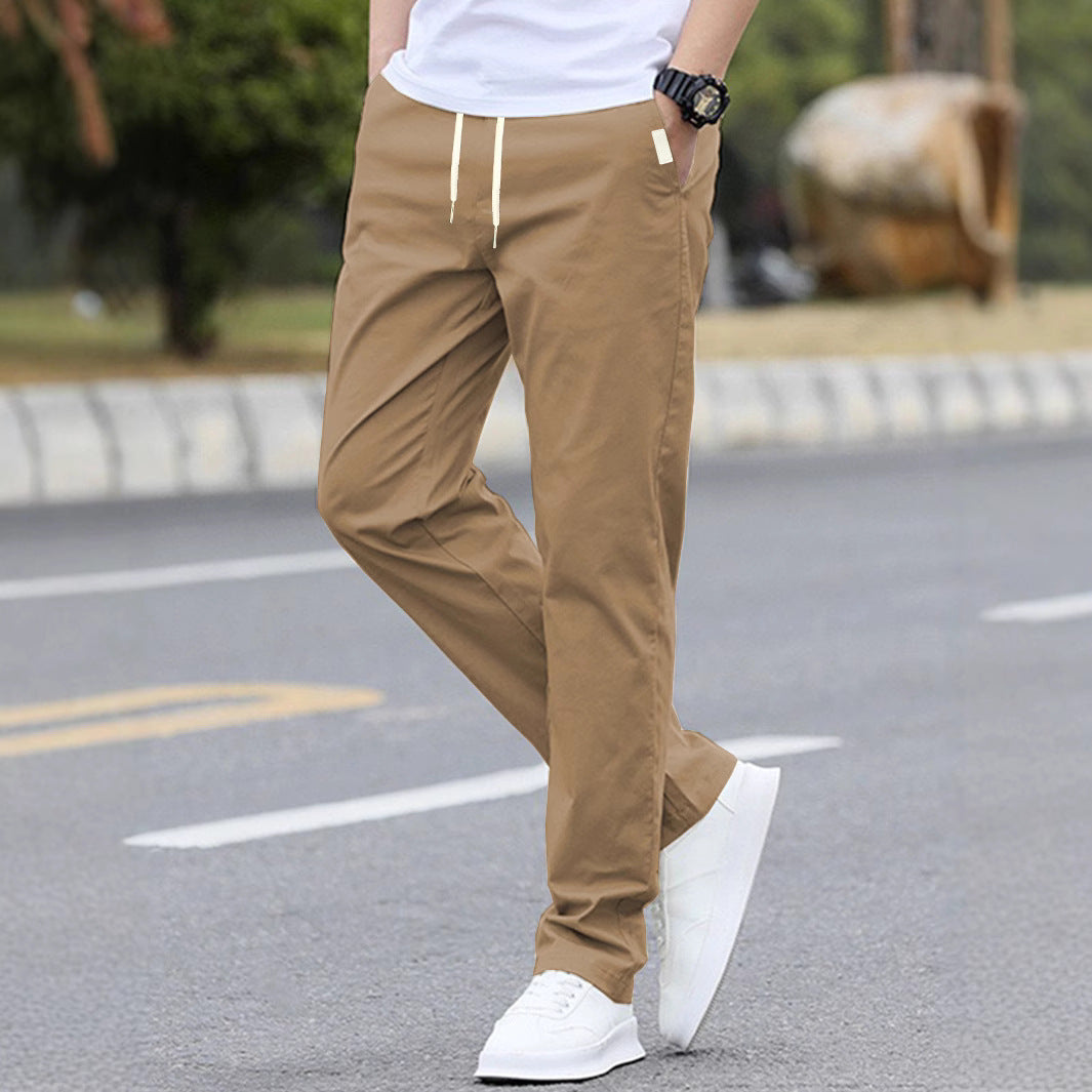 Men's Athletic Casual Trousers with Elastic Waistband and Modern Side Pockets