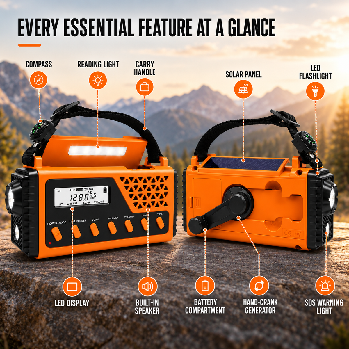 Thrives Outdoor | Crankoni Hand Crank Emergency Radio