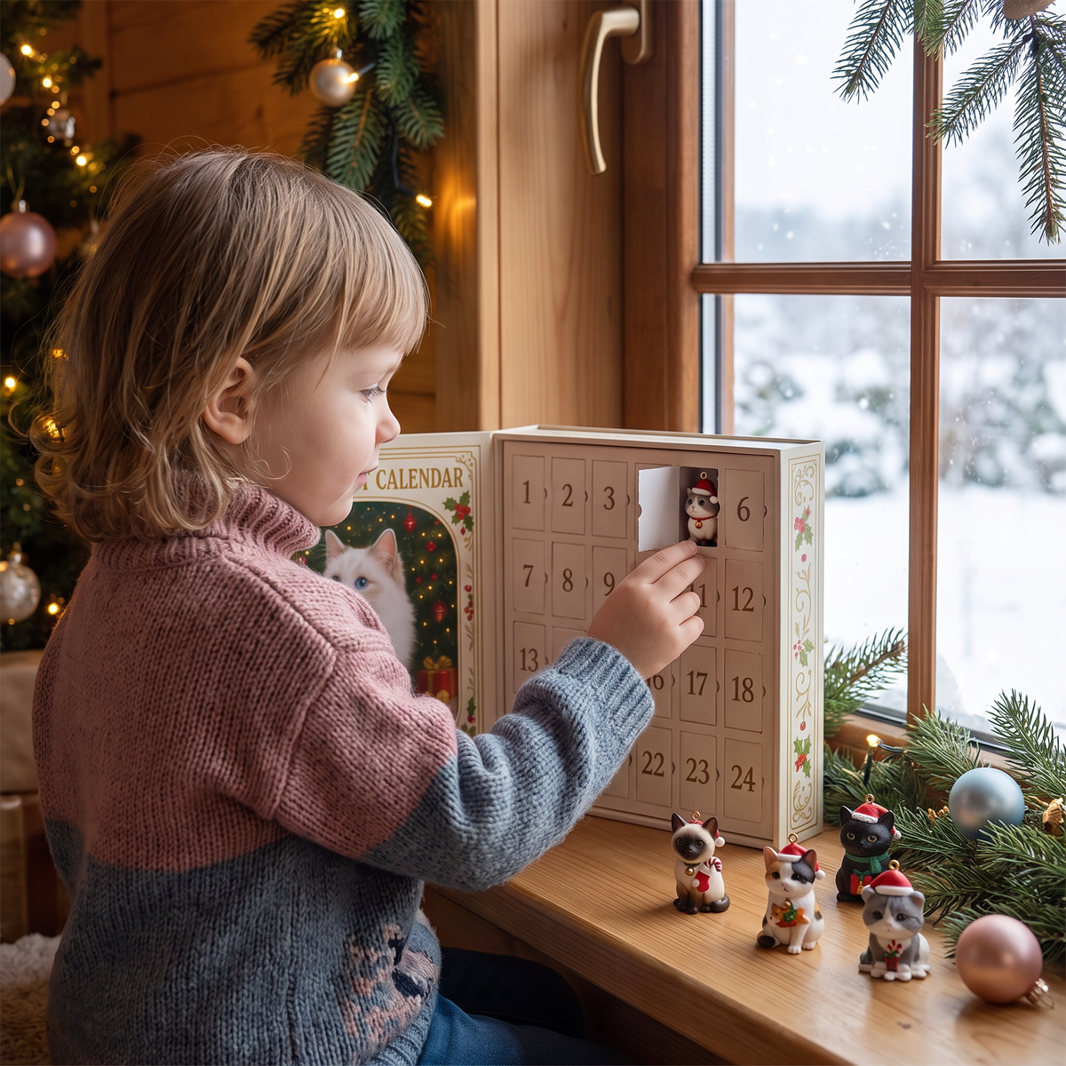Christmas Advent Calendar with Cats for 24 Days
