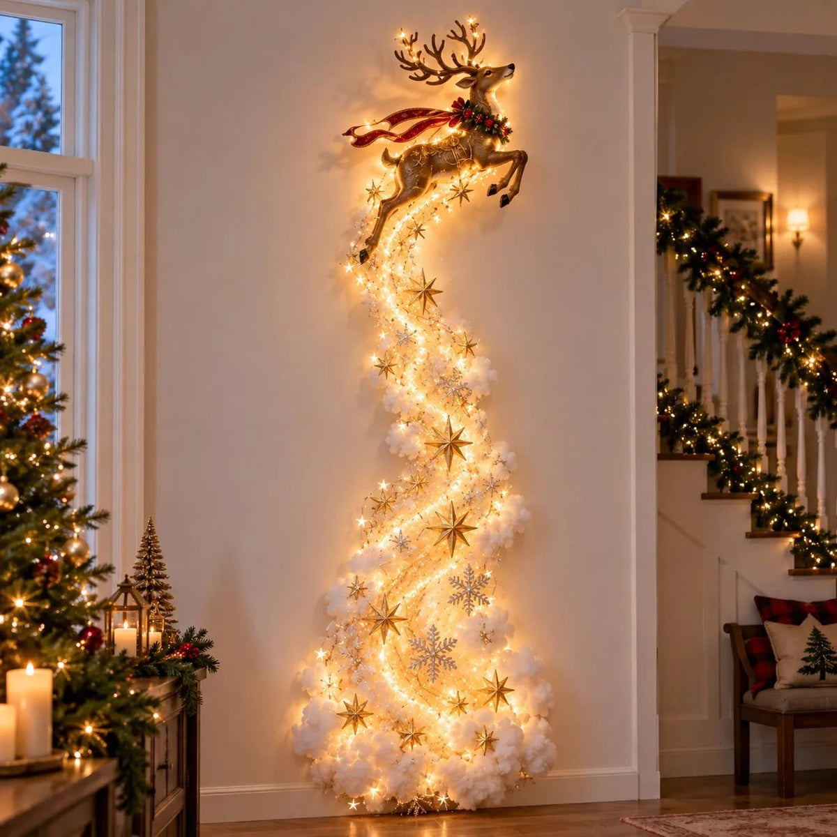 Illuminated Christmas Wall Decoration with Light Trail, 5 Designs