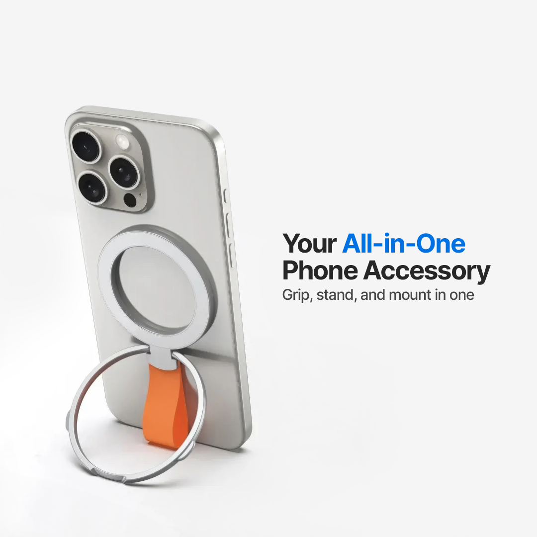 Rotatable Magnetic Phone Holder with Folding Ring