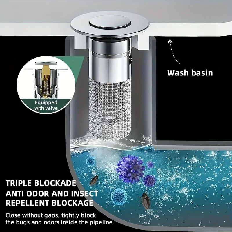 Stainless Steel Pop-Up Drain Filter