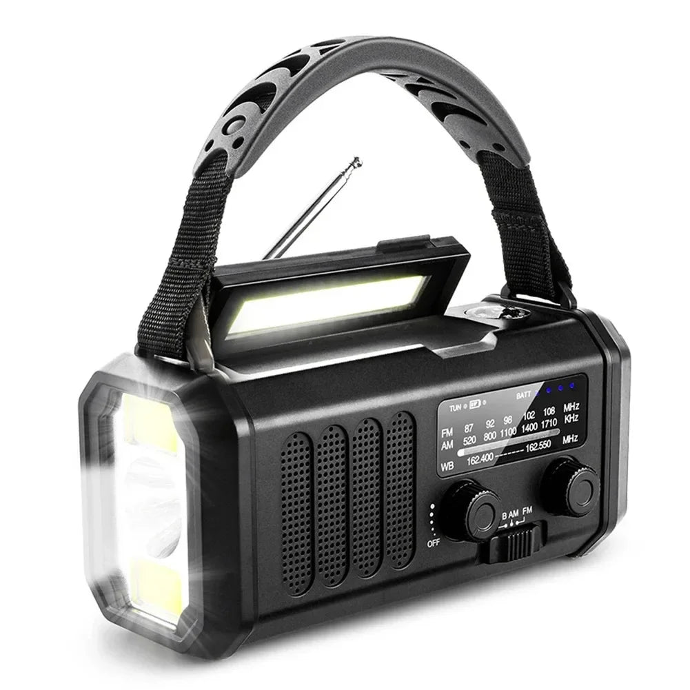 Emergency Weather Radio - Solar & Hand Crank Generator - 10,000mAh Power Bank