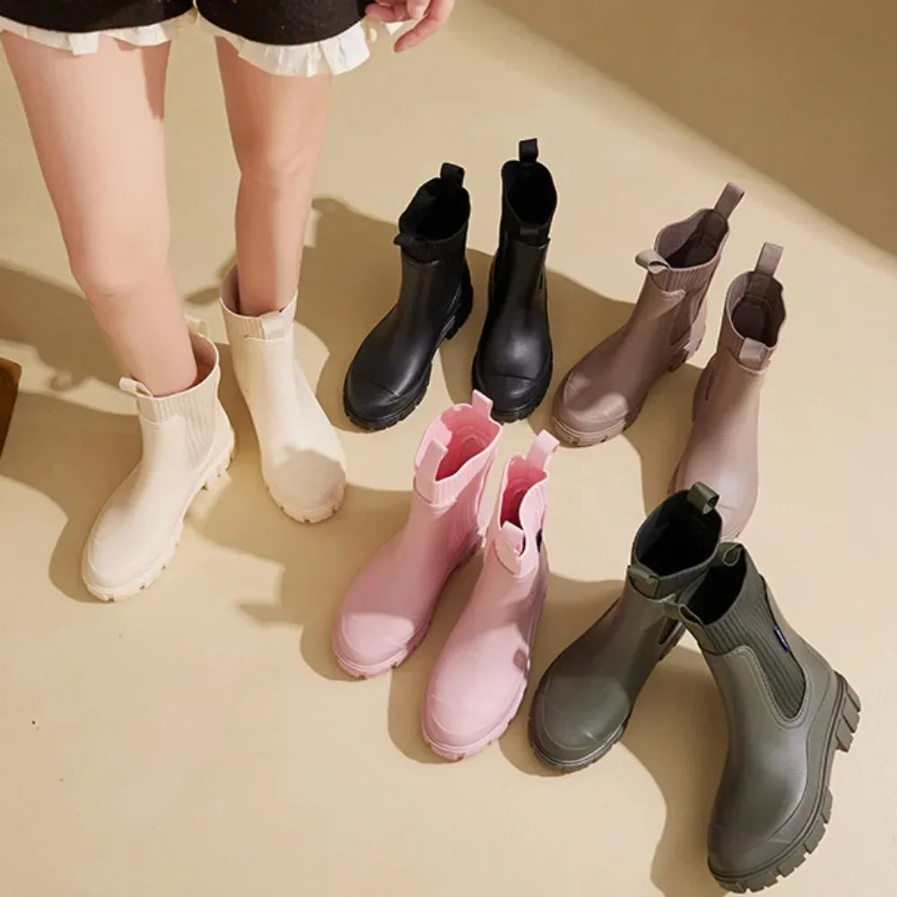 Waterproof Women's Chelsea Rain Boots with Comfort Sole
