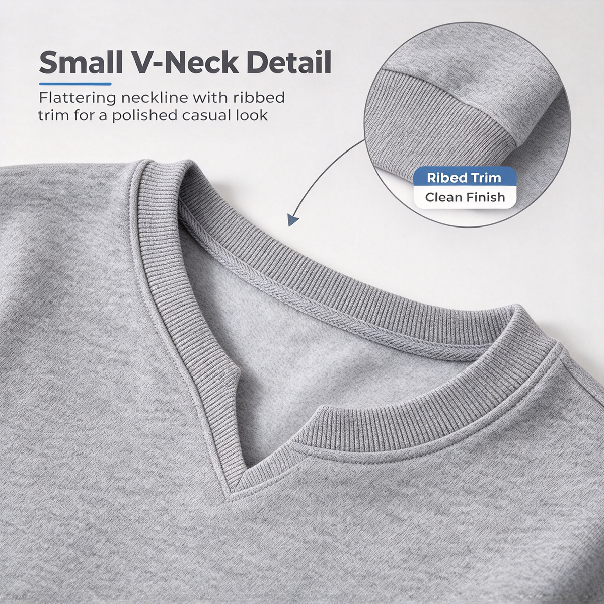 Women's Solid-color Small V-neck Pullover Sweatshirt for Autumn/Winter