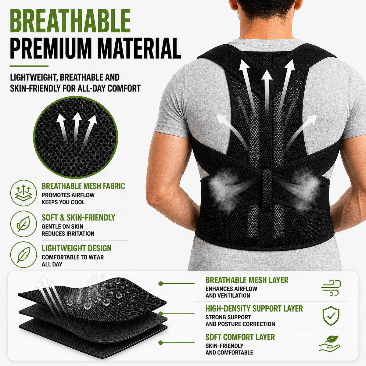 Thrives Outdoor | Spinalynx Adjustable One Piece Back Brace