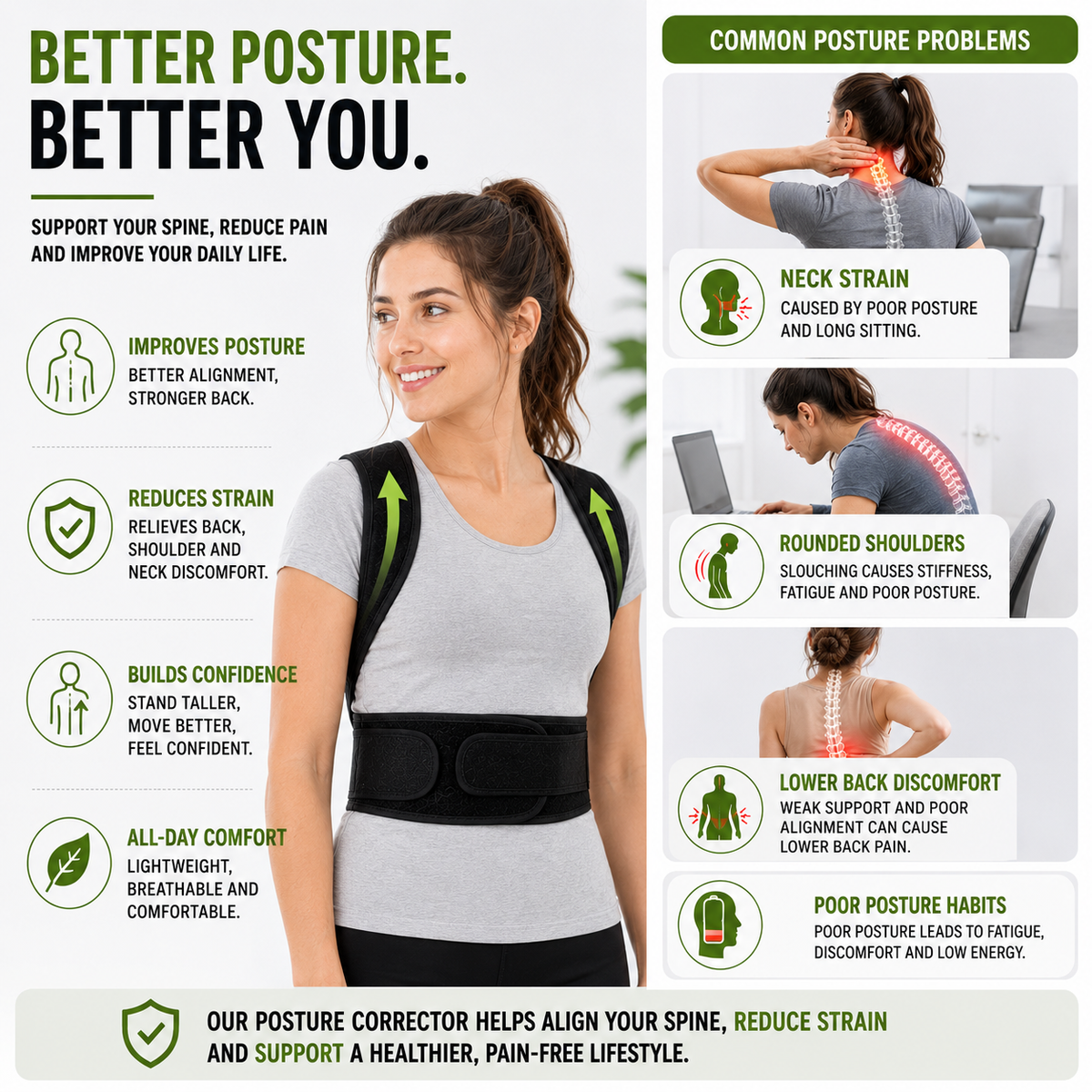 Thrives Outdoor | Spinalynx Adjustable One Piece Back Brace