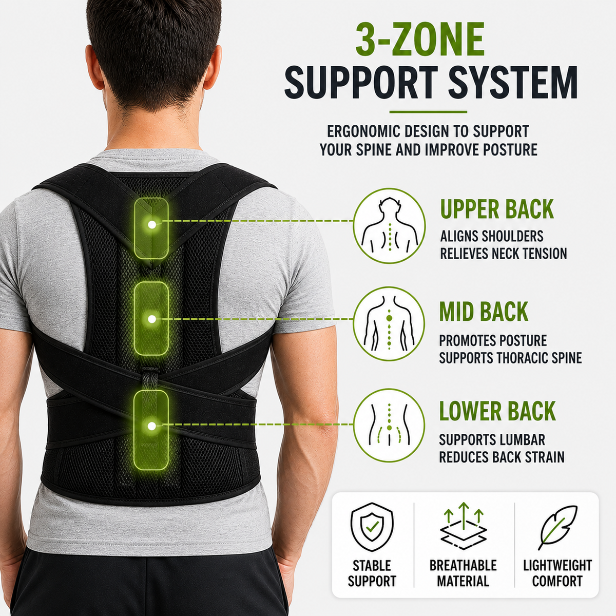 Thrives Outdoor | Spinalynx Adjustable One Piece Back Brace