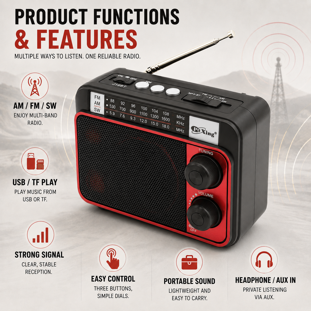 Thrives Outdoor | Aurella Portable AM FM Radio