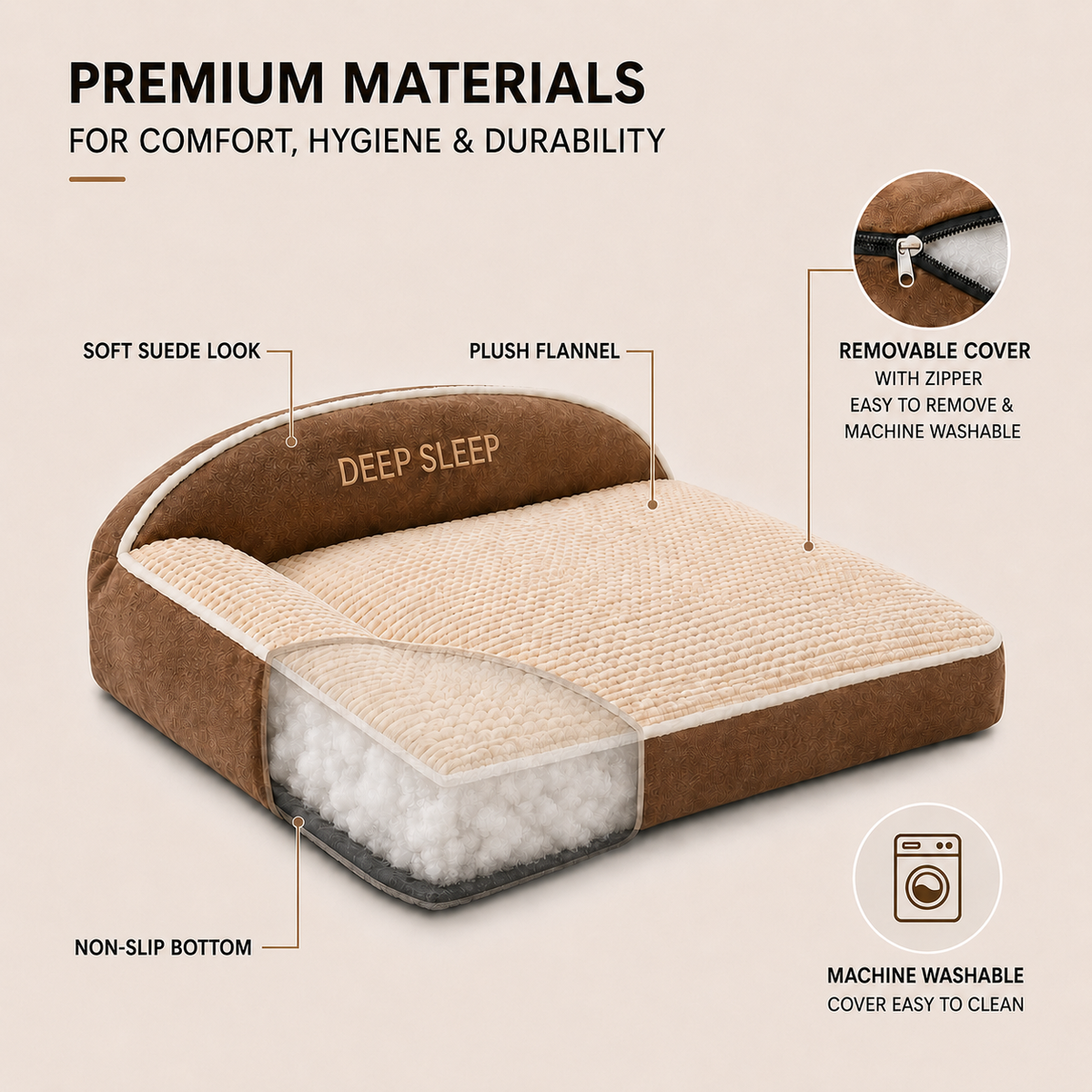 Thrives Outdoor | Dozewick Orthopedic Sofa Dog Bed for Large Dogs