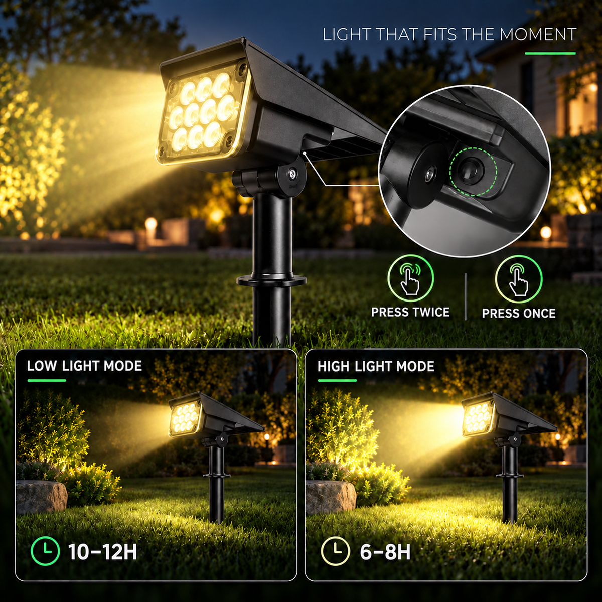 Thrives Outdoor | GlowSpike Adjustable Solar Garden Spotlight