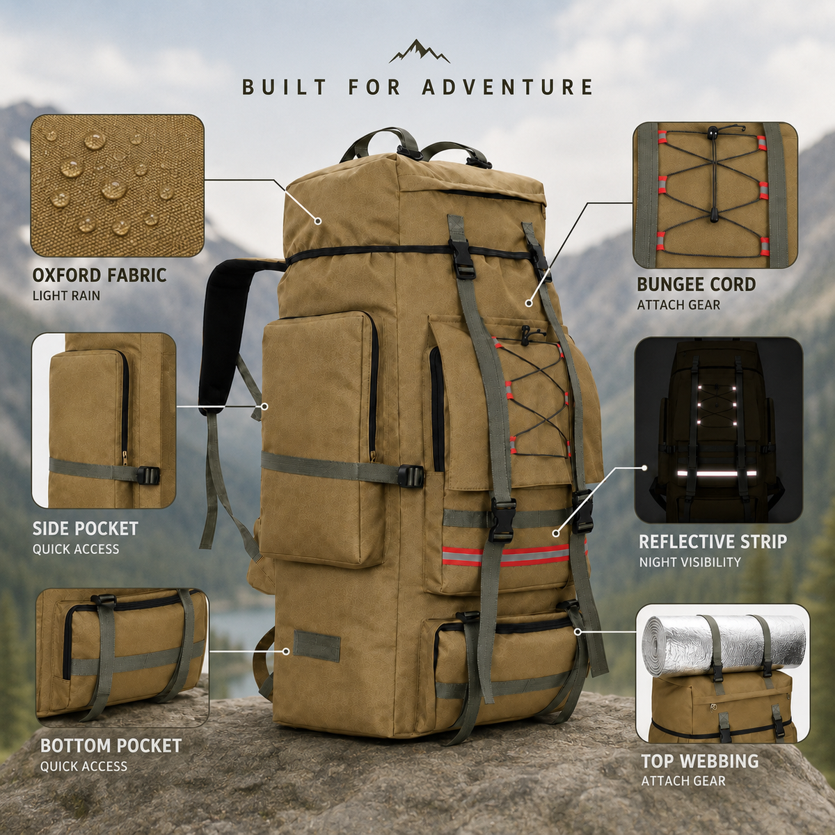 Thrives Outdoor | Large Capacity Hiking Backpack