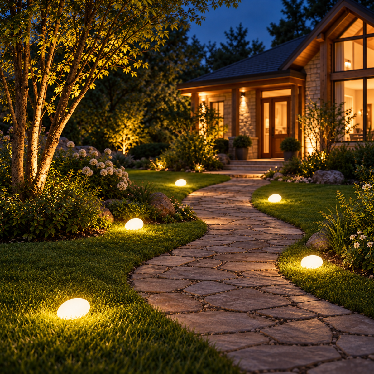 Thrives Outdoor | Lumistone Frosted Pebble Solar Garden Light