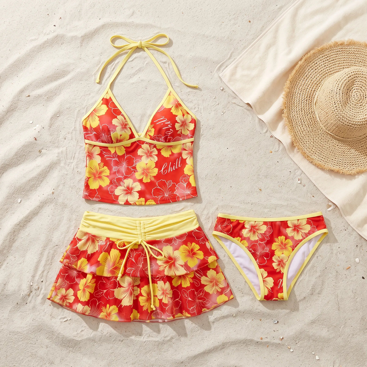 Thrives Outdoor | Marikay Halter Neck Three Piece Tankini Set