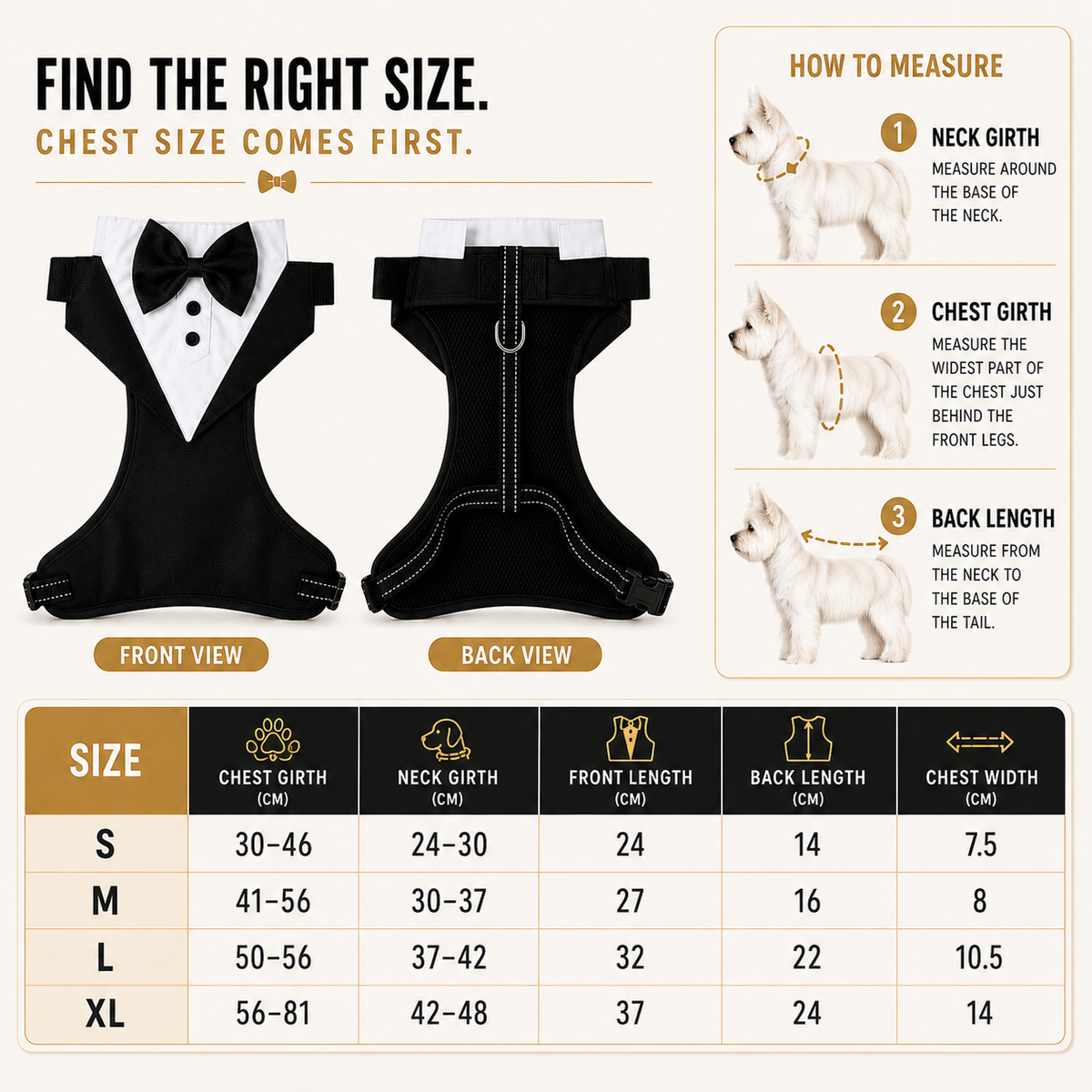 Thrives Outdoor | Pawxedo Adjustable Bow Tie Vest Harness