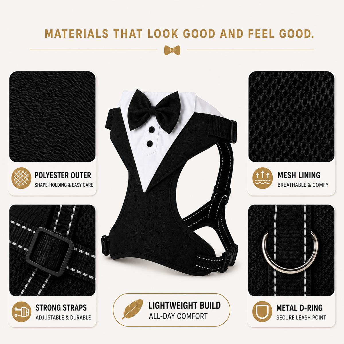 Thrives Outdoor | Pawxedo Adjustable Bow Tie Vest Harness