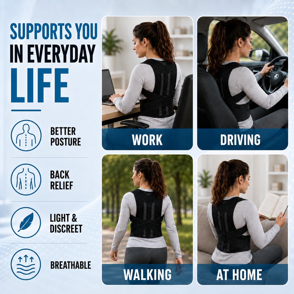 Thrives Outdoor | PostuGuard Adjustable Upper Back Brace