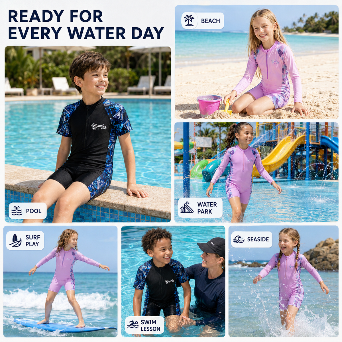 Thrives Outdoor | SunSwim Short-Sleeve One-Piece Swimsuit