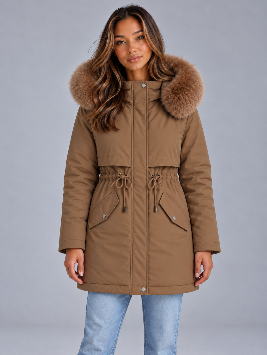 Women's Faux Fur Hooded Padded Coat