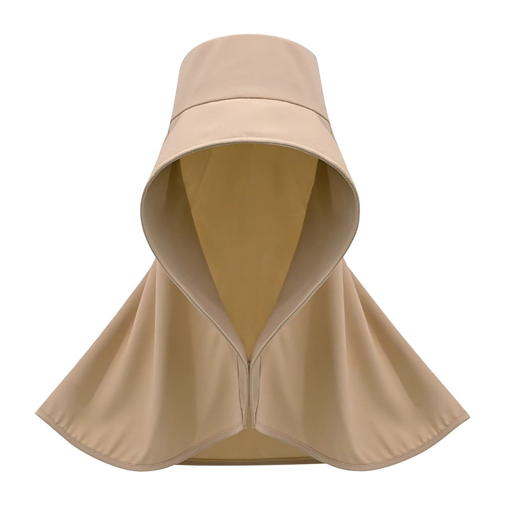 Wide Brim Sun Hat with Neck Flap and Ponytail Hole