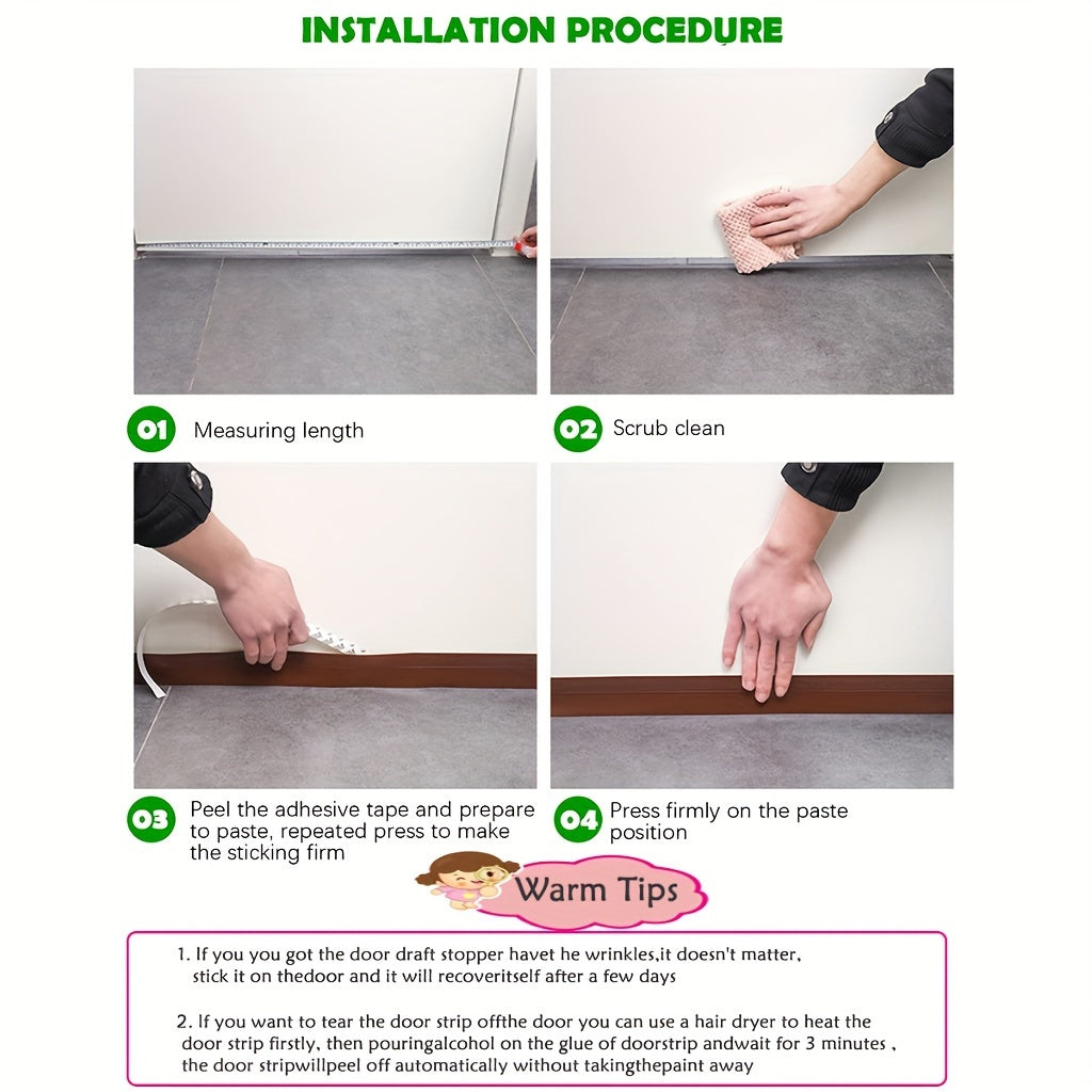 Door Draft Stopper - Silicone Door Scraper with Strong Adhesive and Sound Insulation