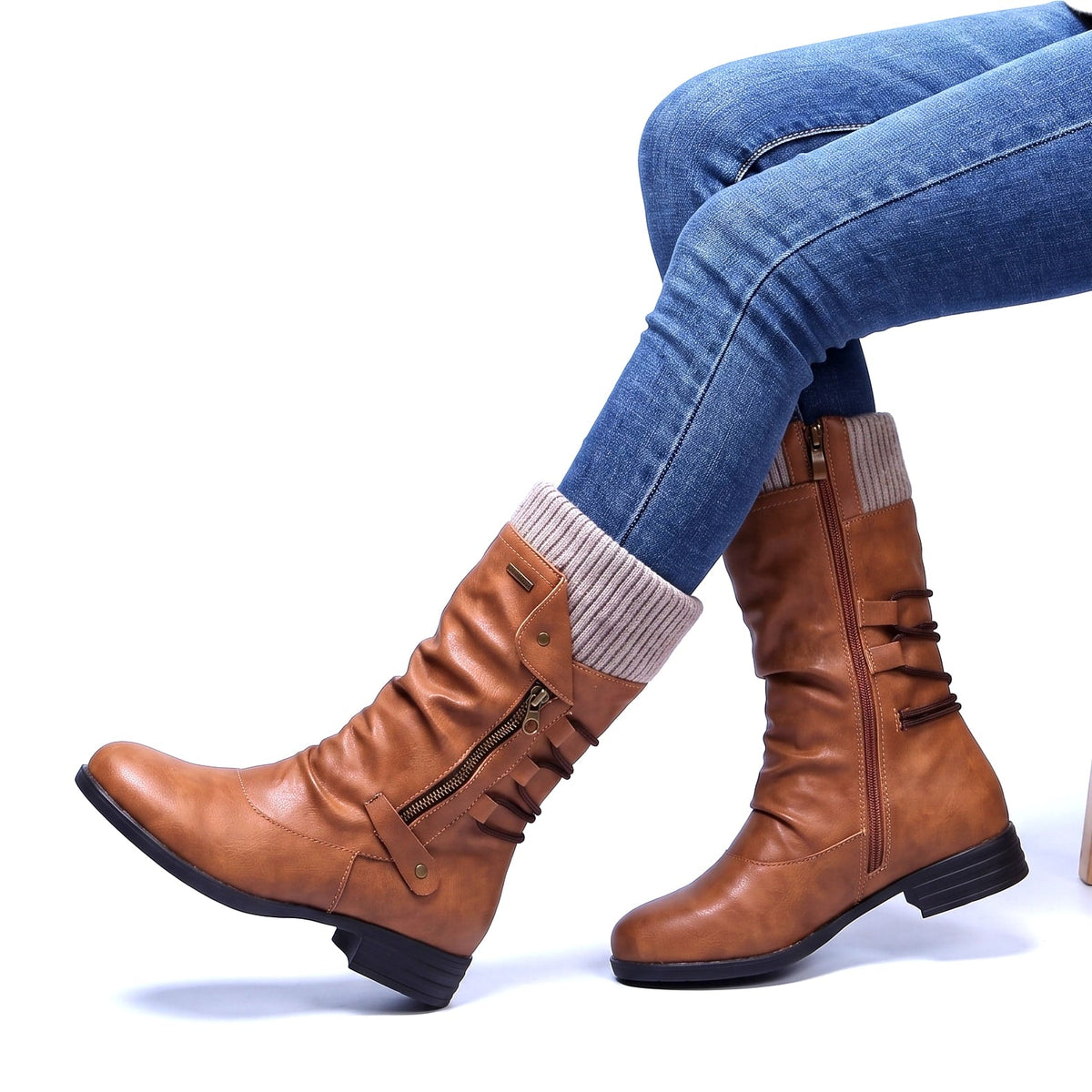 Cassara Knit-Cuff Boots