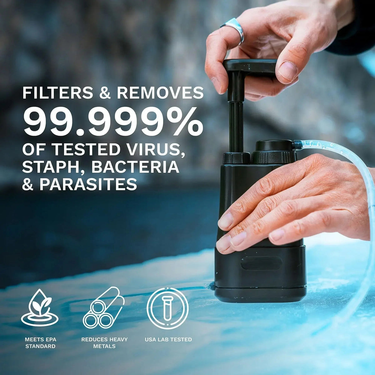 Portable Water Purifier with 0.01 Micron Filtration