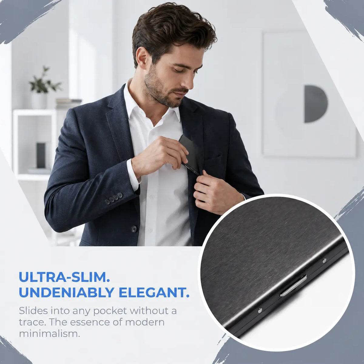 RFID Blocking Metal Card Holder, Ultra Slim Stainless Steel Business Credit Card Case