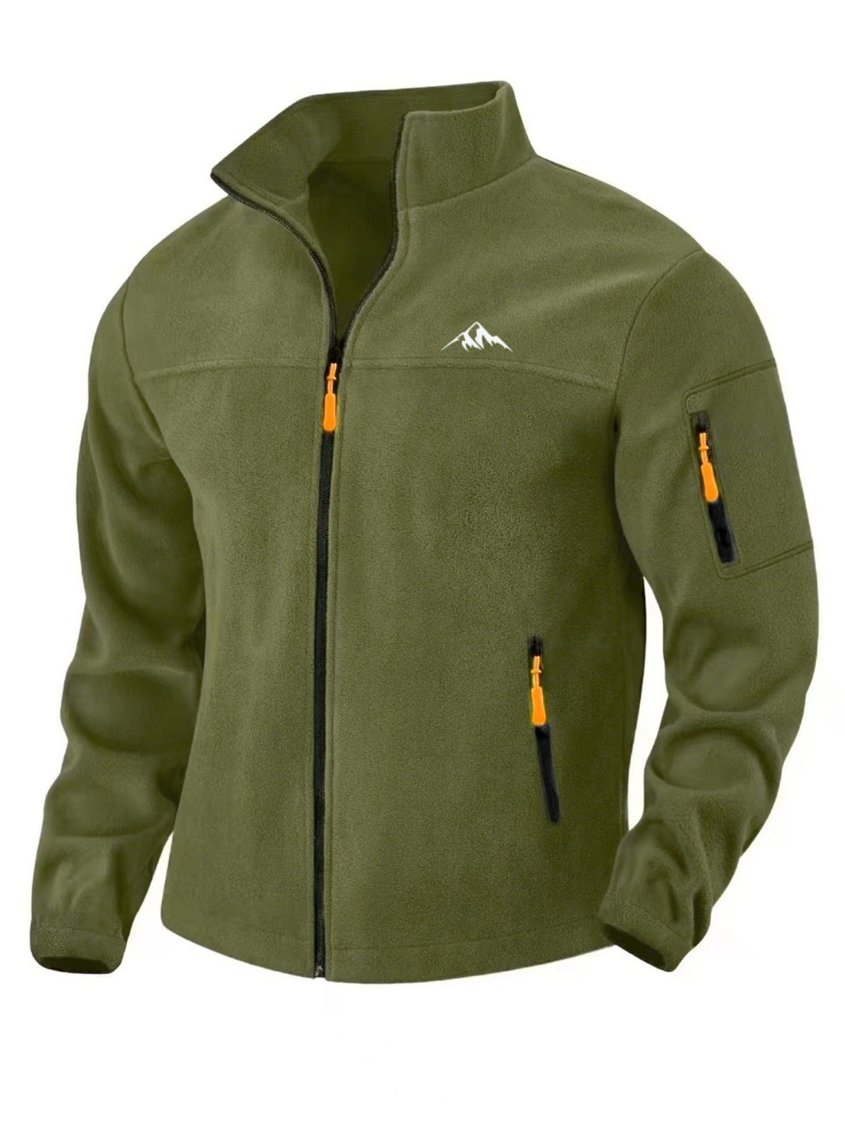 Men's Zip-Up Fleece - Windproof - With Stand-Up Collar