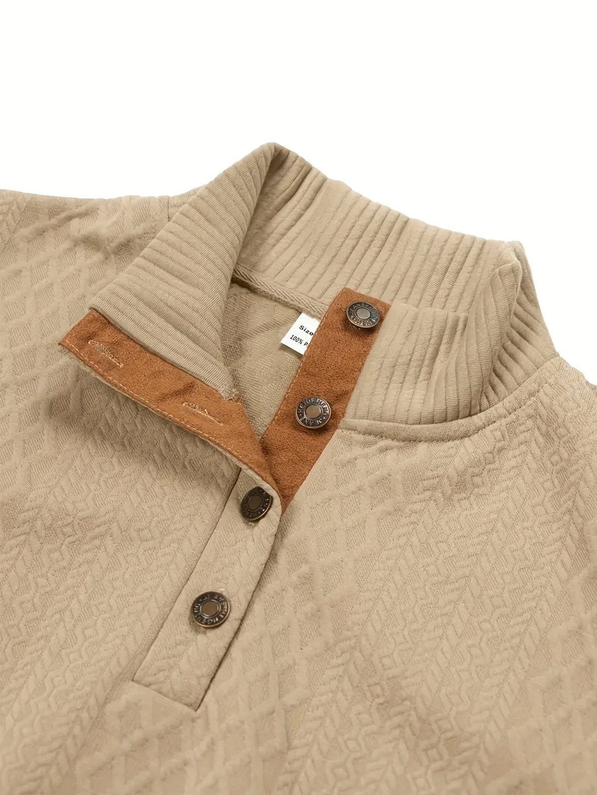 Textured Stand-Collar Pullover