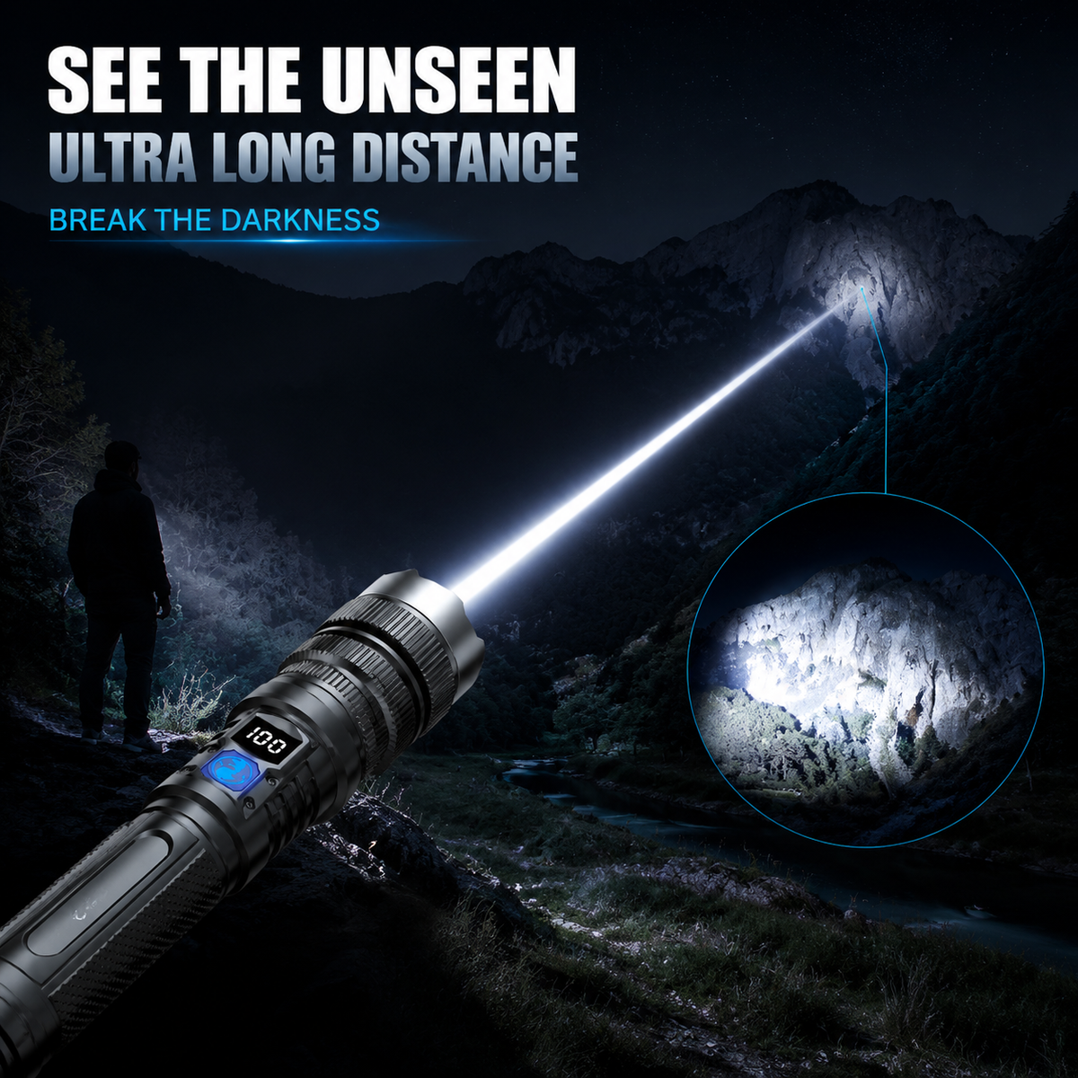 Ultra-Bright Tactical Flashlight – Zoomable & Rechargeable