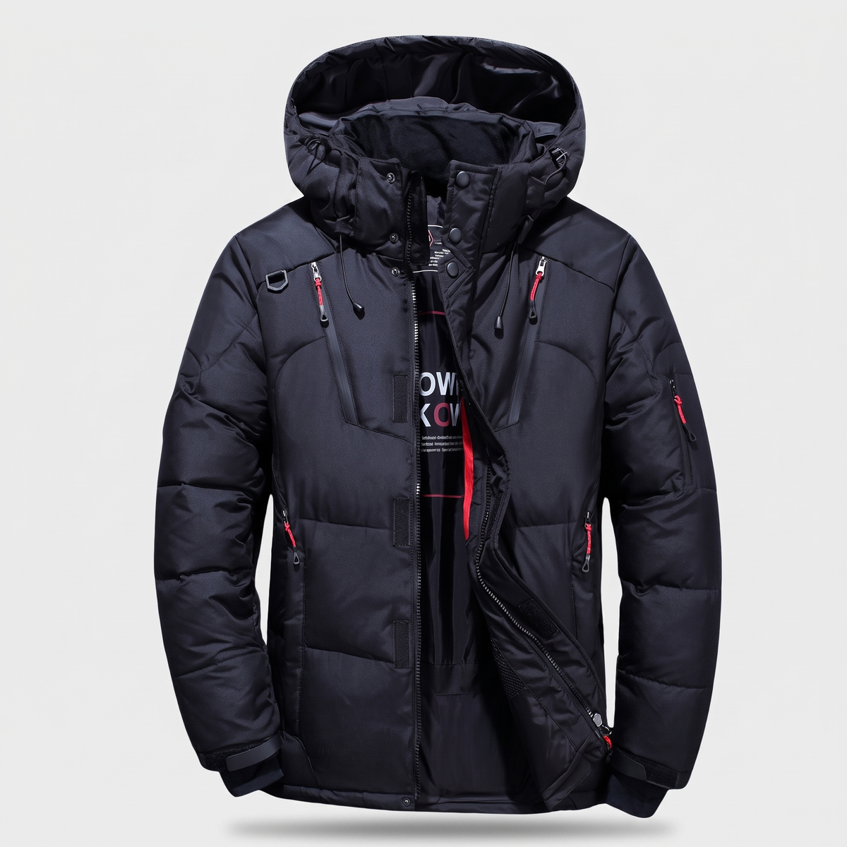 Men's Puffer Jacket - 7-Pocket Hooded Down Jacket for Winter