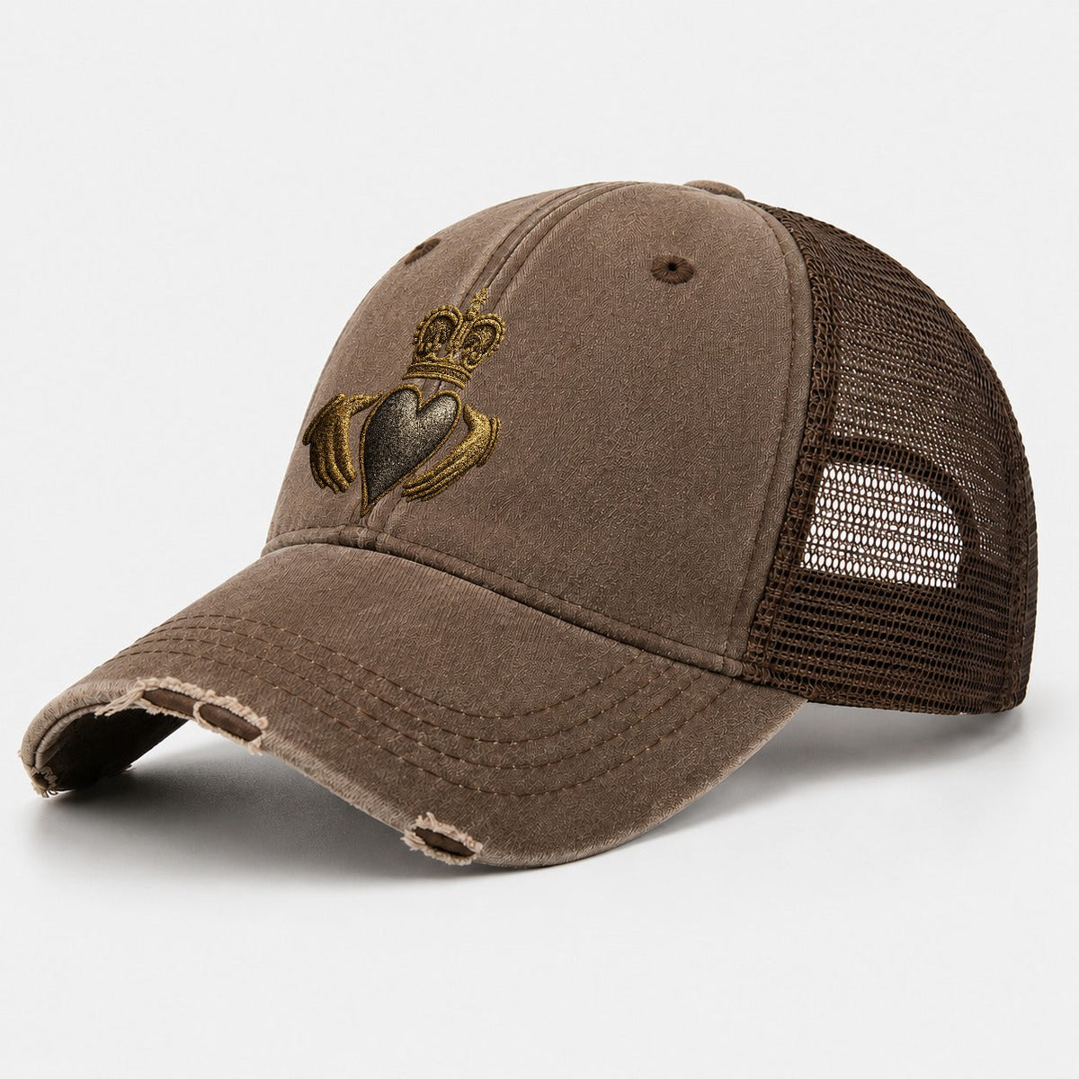 Claddagh Symbol Washed Trucker Hat