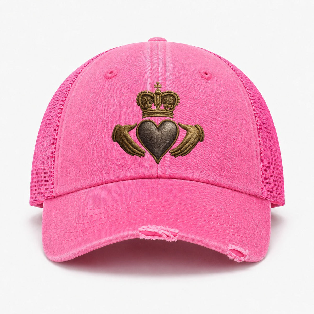 Claddagh Symbol Washed Trucker Hat