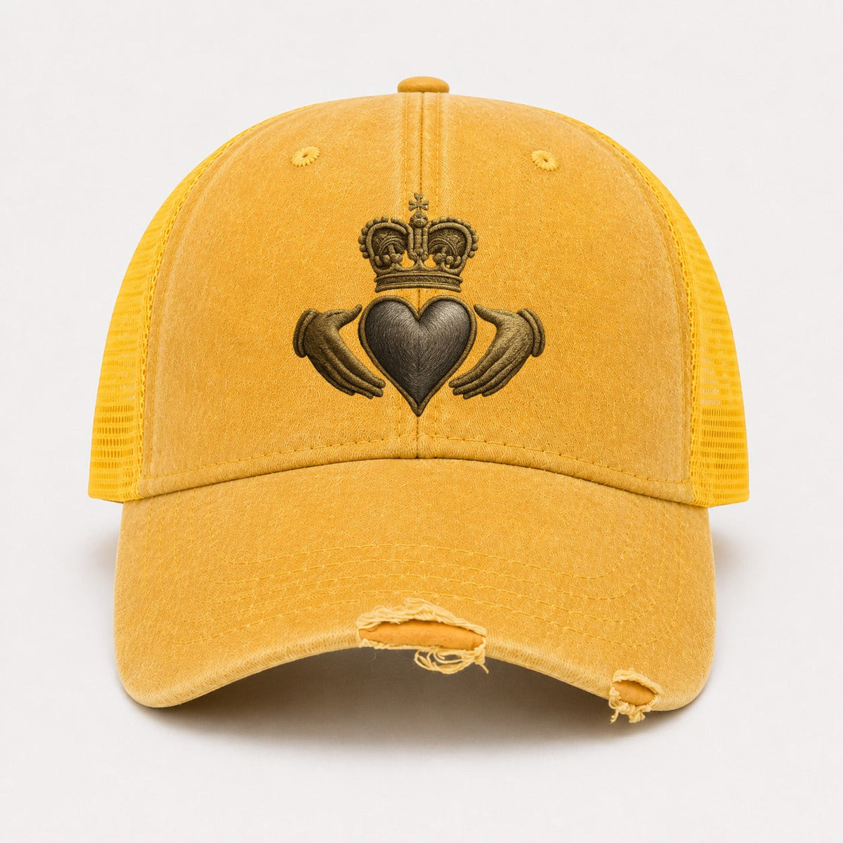 Claddagh Symbol Washed Trucker Hat