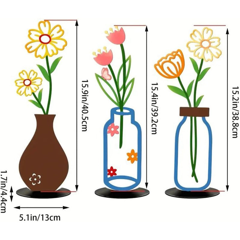 Minimalist Metal Line Art Flowers