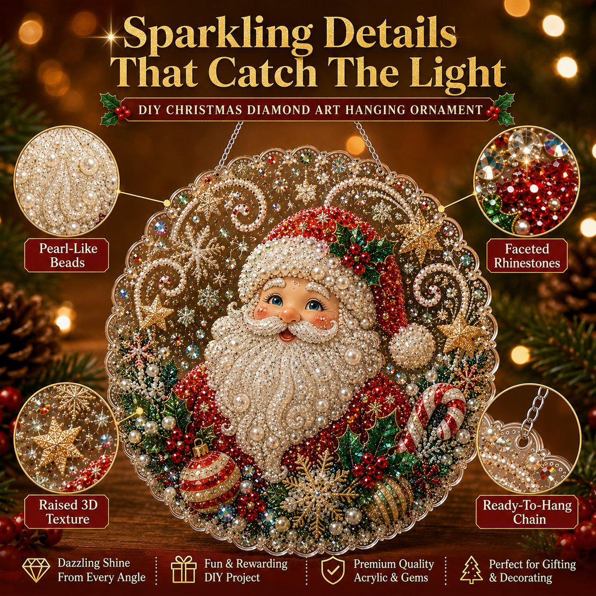 Christmas Pearl Diamond Art Hanging Ornament Kit