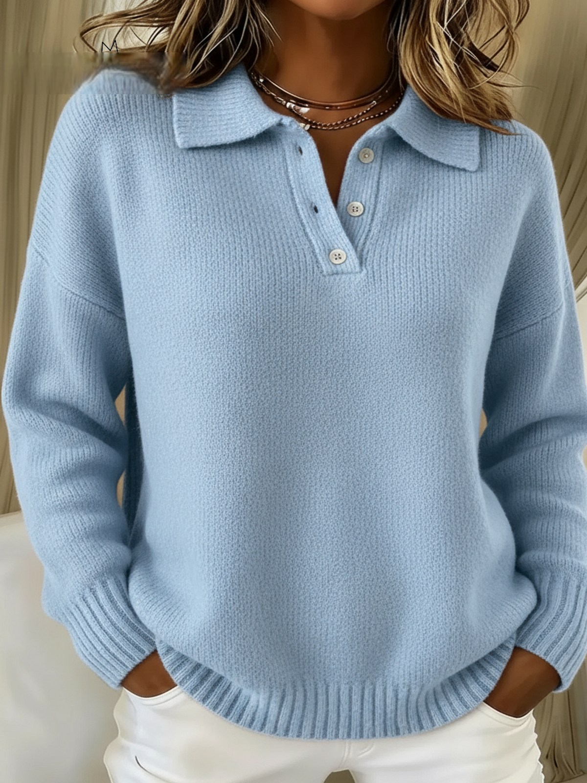 Classic Buttoned Turtleneck Sweater