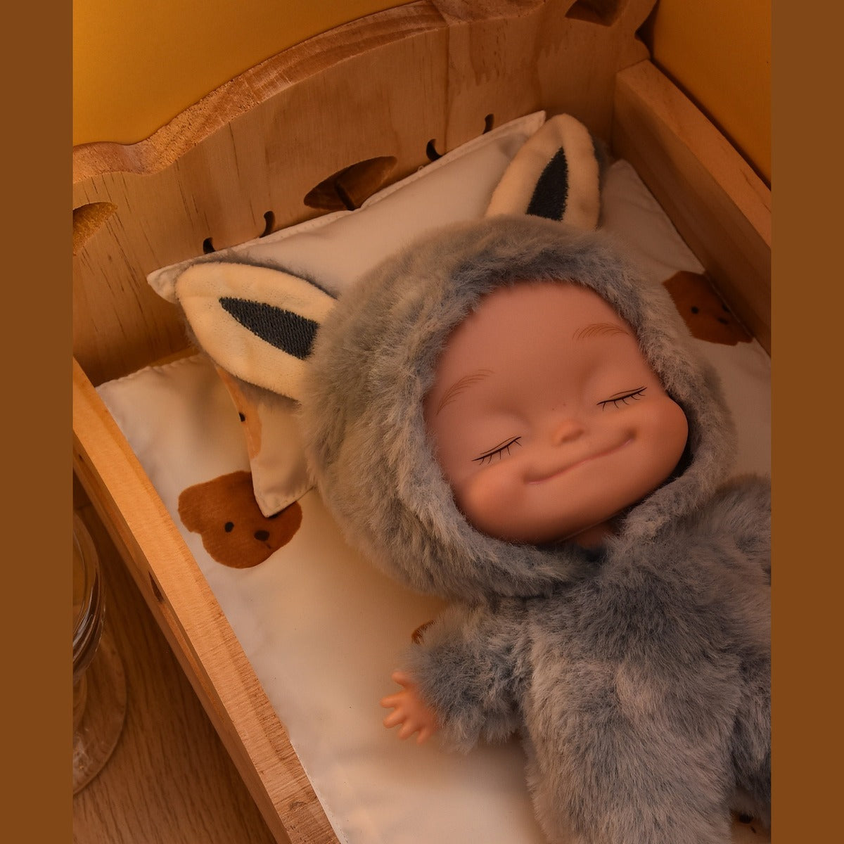 10.6 Inch Plush Animal Onesie Baby Doll with Eyes Closed, Posable
