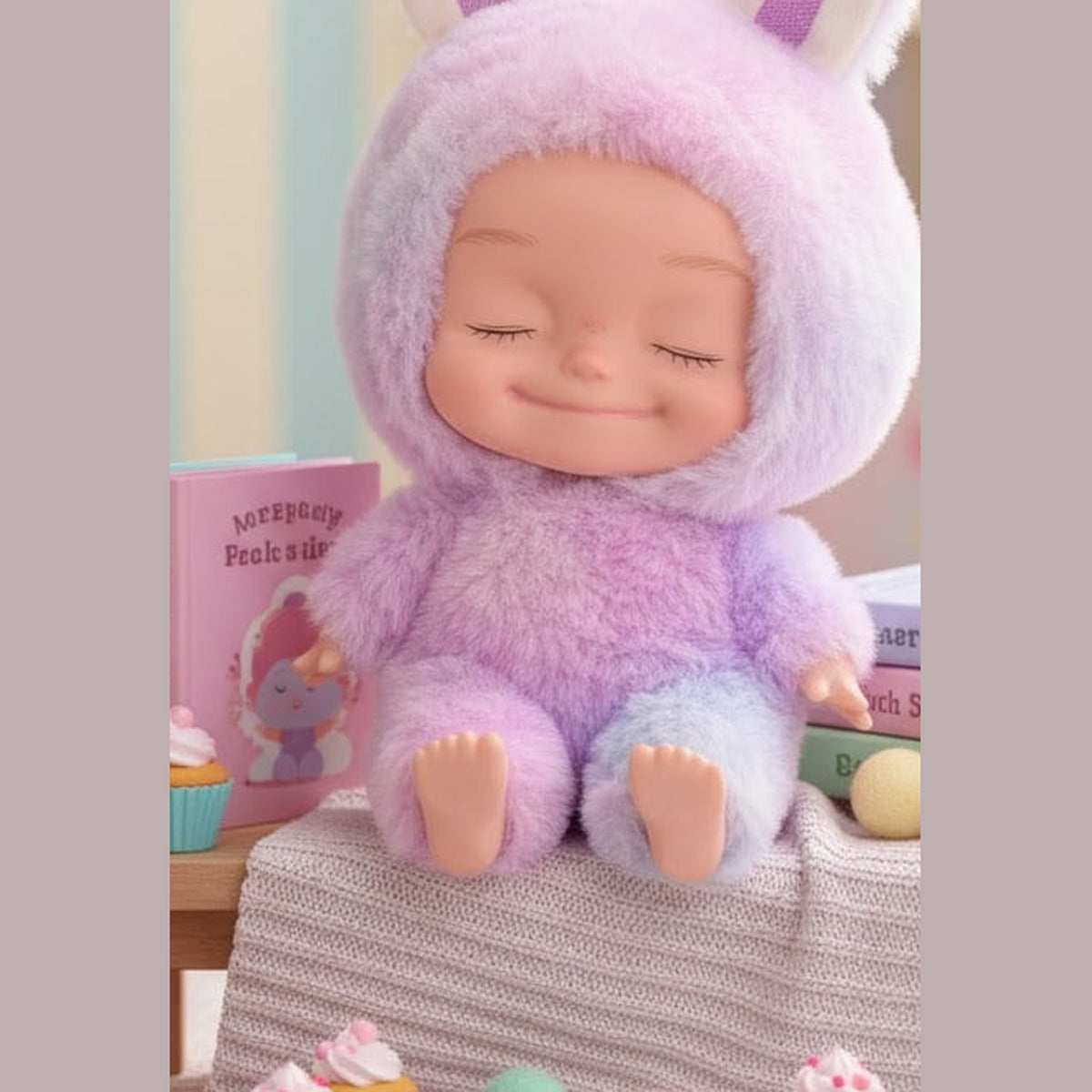 10.6 Inch Plush Animal Onesie Baby Doll with Eyes Closed, Posable